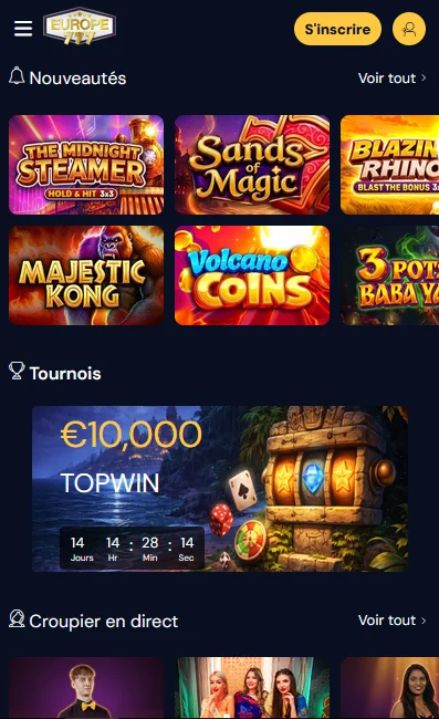 Europe777 mobile app: nouveautés et tournois