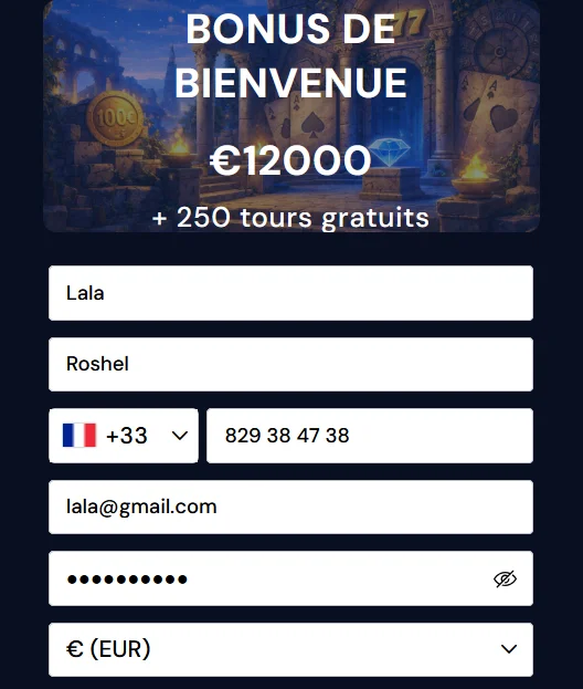 Bonus €12000 à l'inscription Europe777